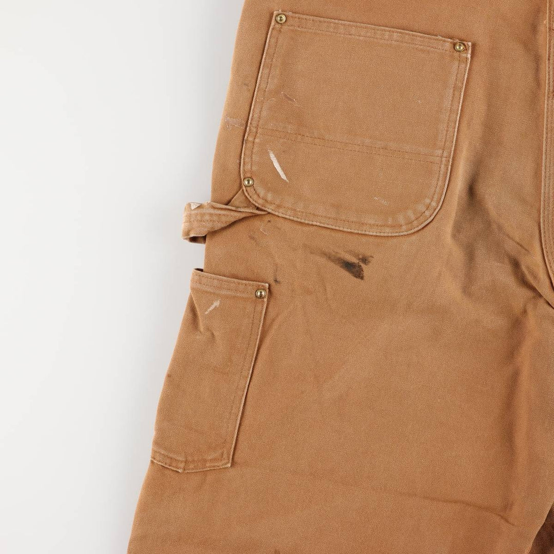 Big size Carhartt double knee duck overalls for men, equivalent to w41 unclear ocher yellow type Vintage Second Hand