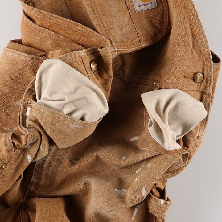 Big size Carhartt double knee duck overalls for men, equivalent to w41 unclear ocher yellow type Vintage Second Hand