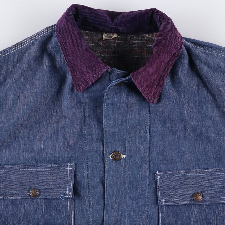 Bat-dyed denim coveralls, men's size XL unclear blue type Vintage Second Hand