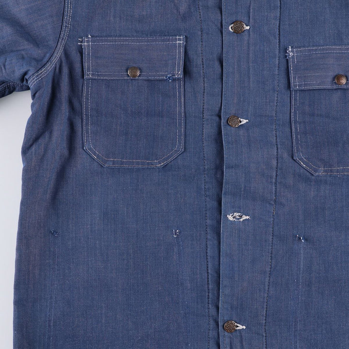 Bat-dyed denim coveralls, men's size XL unclear blue type Vintage Second Hand