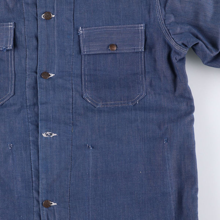 Bat-dyed denim coveralls, men's size XL unclear blue type Vintage Second Hand