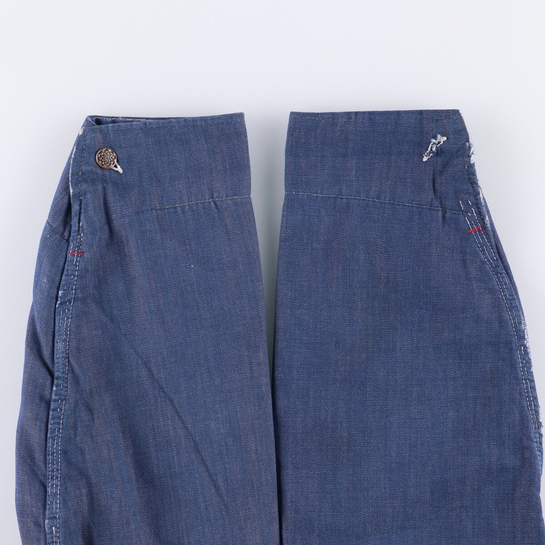 Bat-dyed denim coveralls, men's size XL unclear blue type Vintage Second Hand