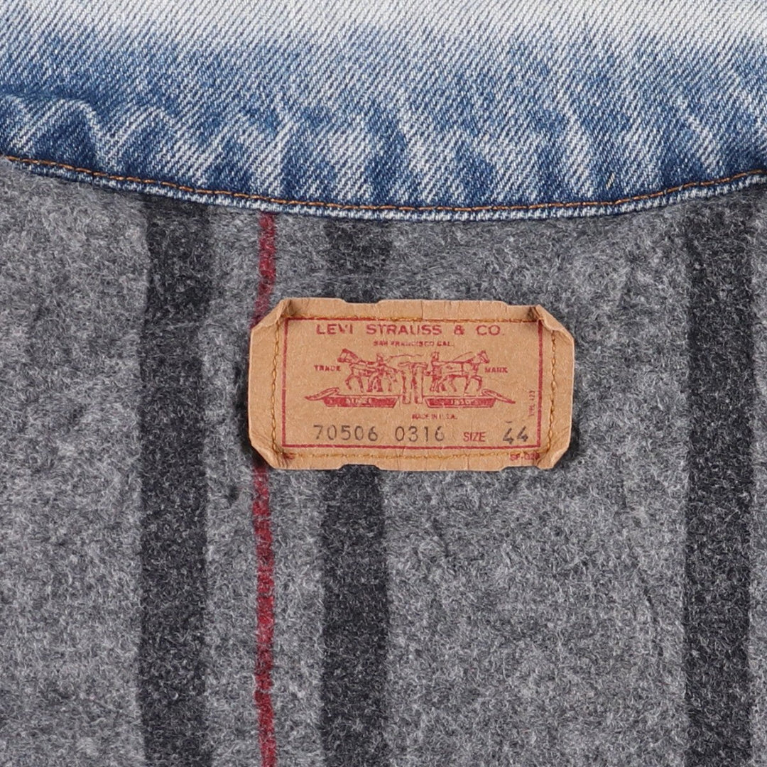 90'S Levi's 70506-0316 denim jacket, made in the USA, men's size M, vintage cotton blue type Vintage Second Hand