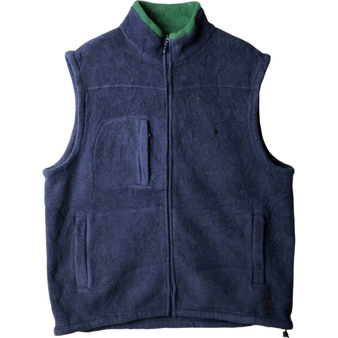 Ralph Lauren POLO by Ralph Lauren fleece vest, men's size L polyester navy blue type Vintage Second Hand