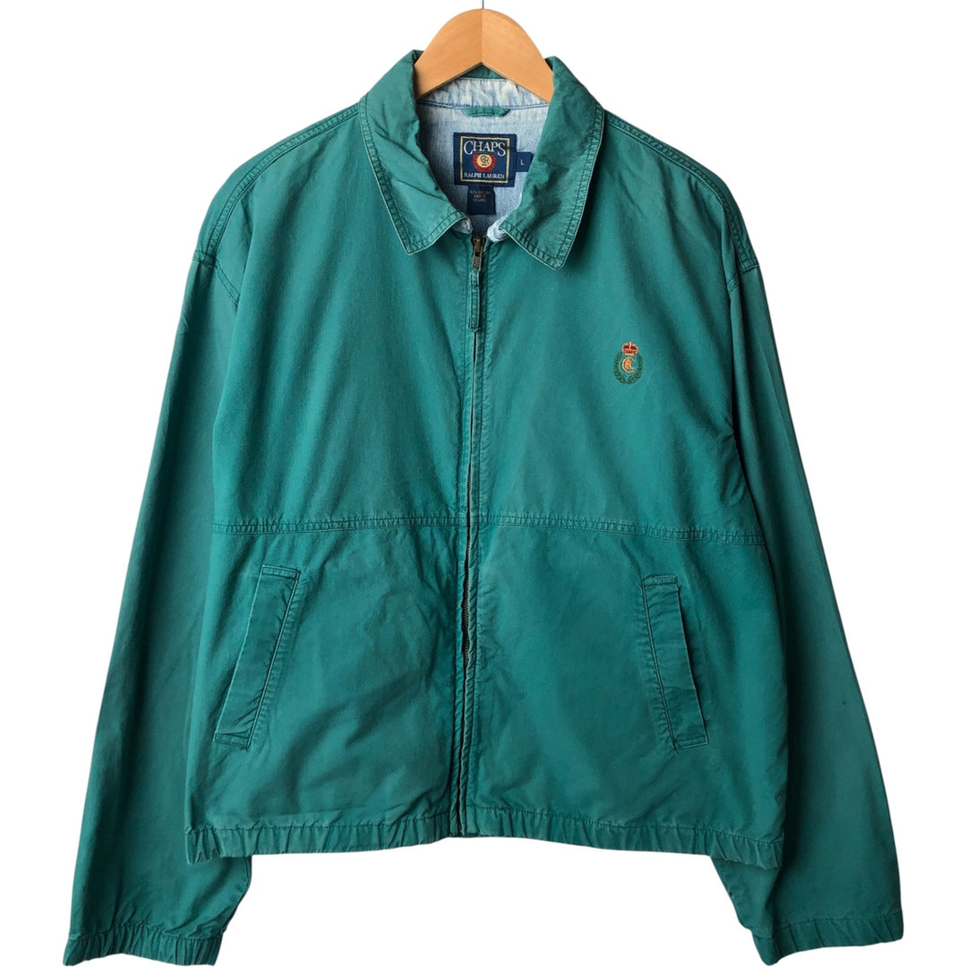 80'S Ralph Lauren CHAPS swing top sports jacket, men's size L, vintage cotton green type Vintage Second Hand