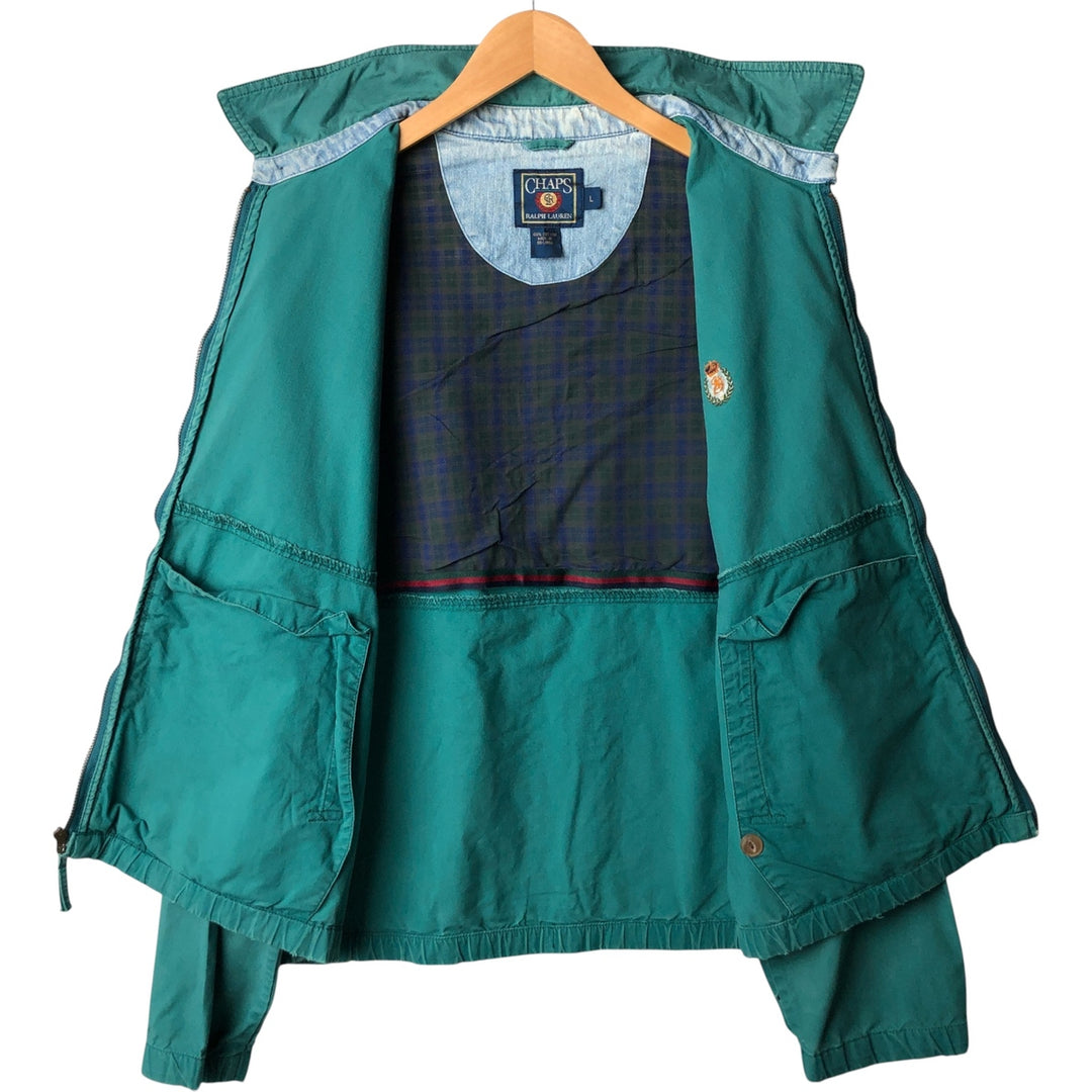 80'S Ralph Lauren CHAPS swing top sports jacket, men's size L, vintage cotton green type Vintage Second Hand
