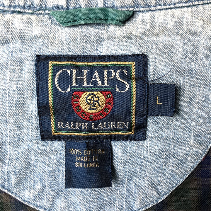 80'S Ralph Lauren CHAPS swing top sports jacket, men's size L, vintage cotton green type Vintage Second Hand