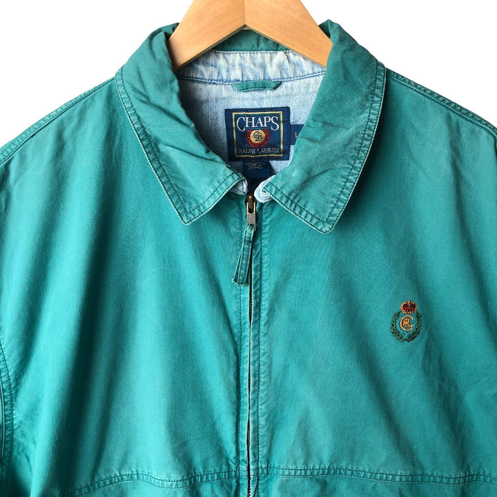 80'S Ralph Lauren CHAPS swing top sports jacket, men's size L, vintage cotton green type Vintage Second Hand