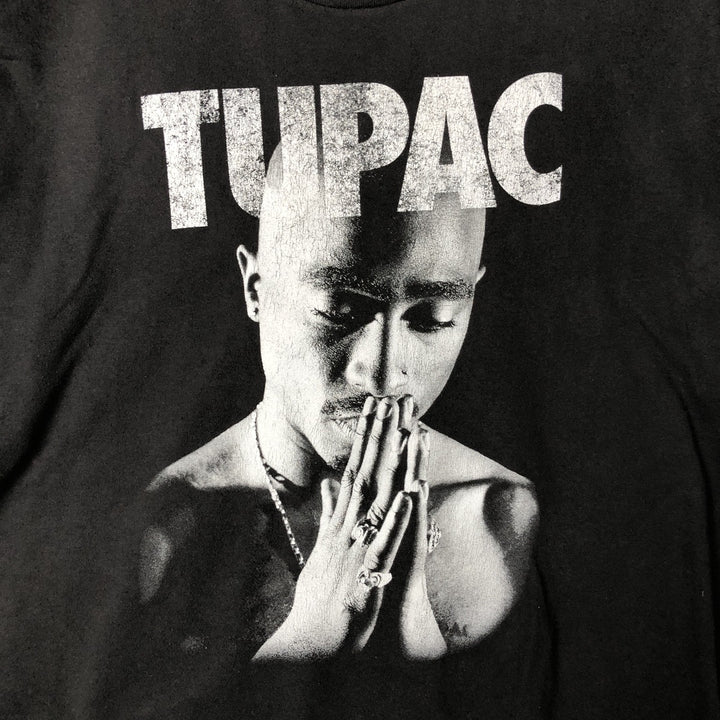 2pac rap t-shirt, men's XL size cotton black type Vintage Second Hand
