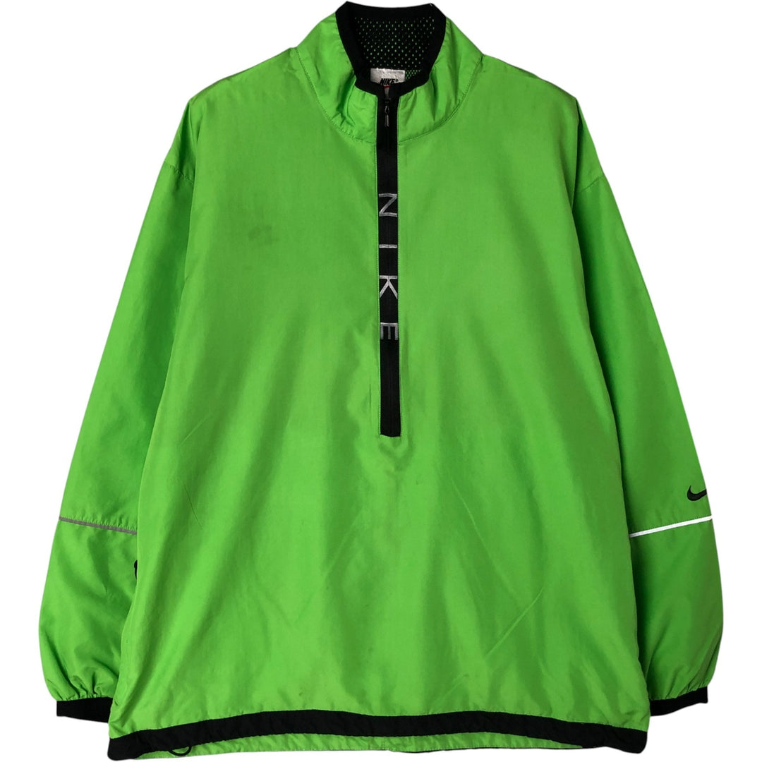 90'S Nike Half-Zip Warm-Up Pullover, Men's Medium, Vintage polyester green type yellow green Vintage Second Hand