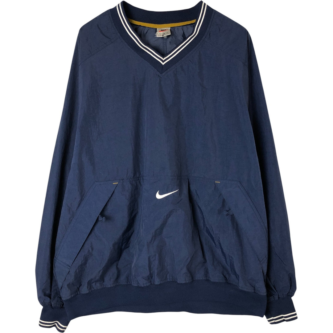 90'S Nike V-neck nylon pullover, men's XL size, vintage Nylon navy blue type Vintage Second Hand