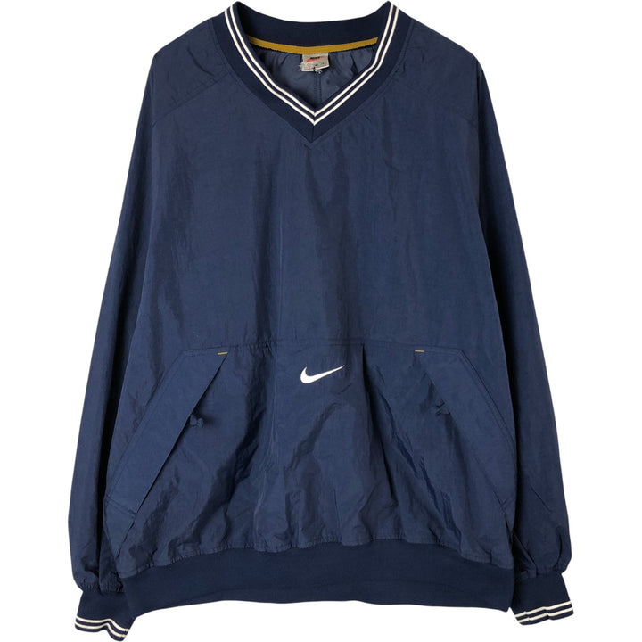 90'S Nike V-neck nylon pullover, men's XL size, vintage Nylon navy blue type Vintage Second Hand