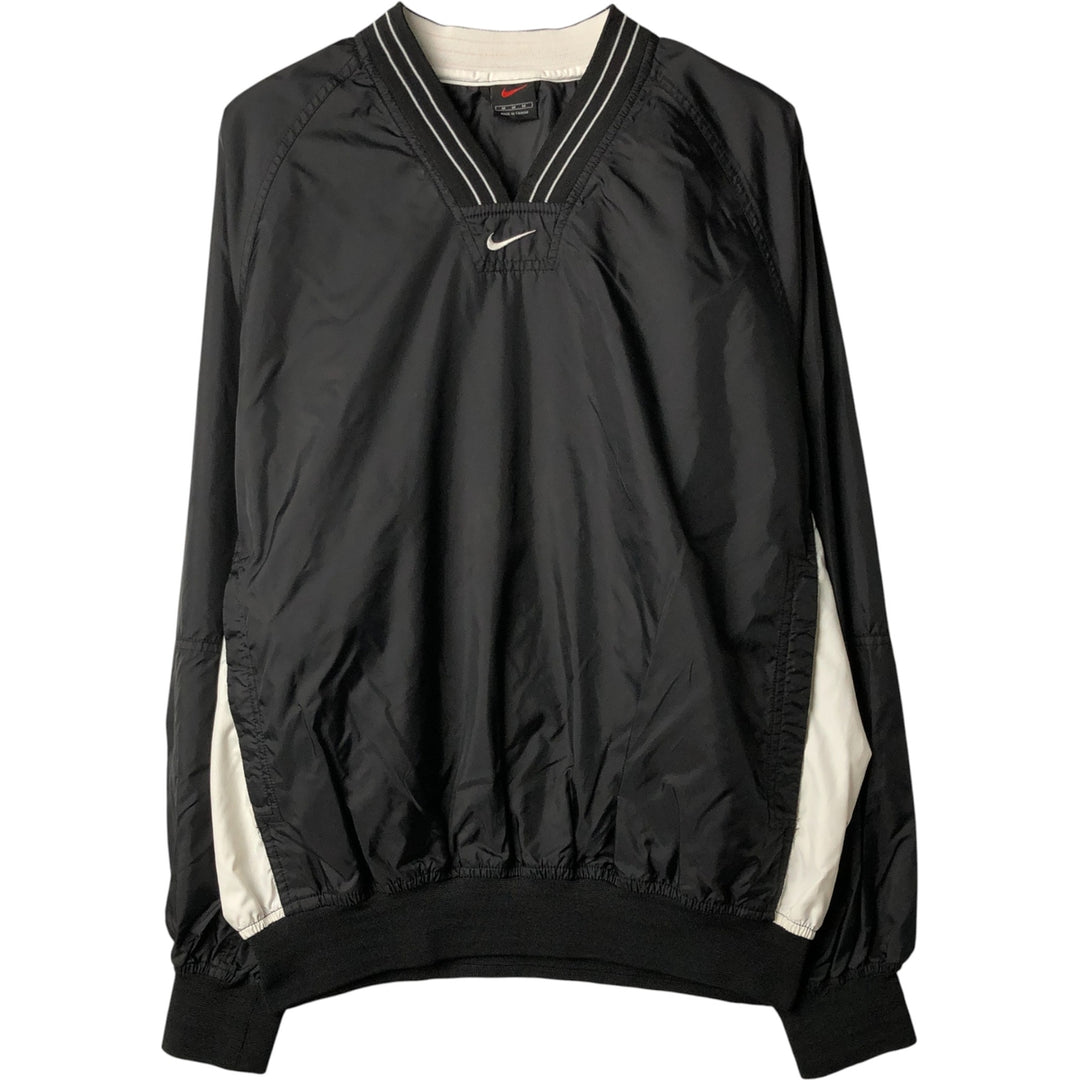 90'S Nike V-neck nylon pullover, men's size M, vintage Nylon black type Vintage Second Hand