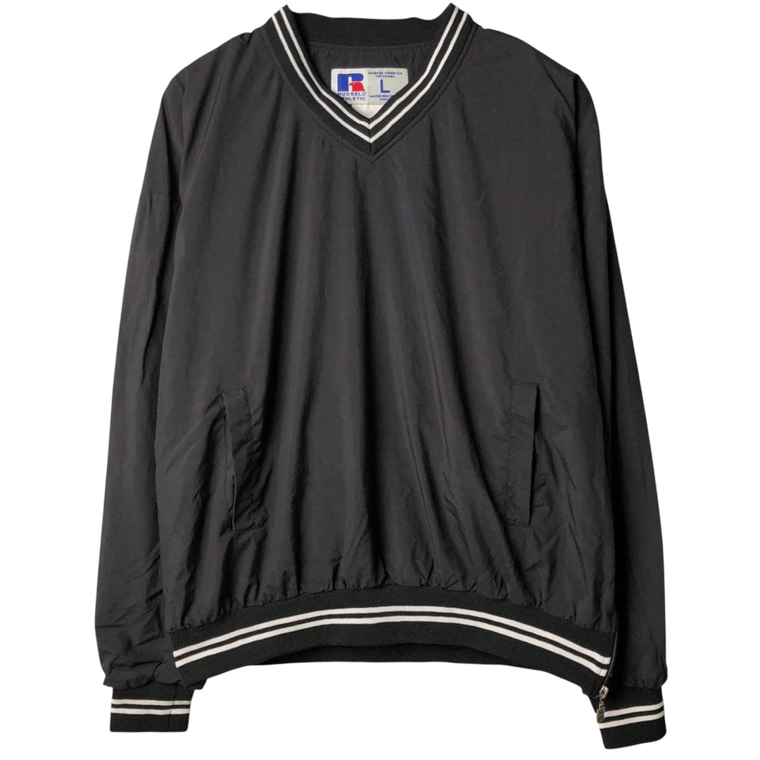 90'S Vintage Russell V-neck nylon pullover, men's size L Nylon black type Vintage Second Hand