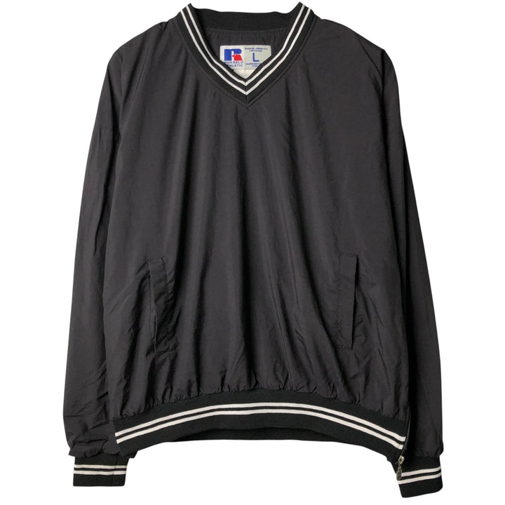 90'S Vintage Russell V-neck nylon pullover, men's size L Nylon black type Vintage Second Hand