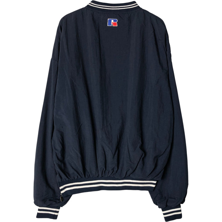 90'S Russell College V-neck nylon pullover, men's size L, vintage Nylon navy blue type Vintage Second Hand