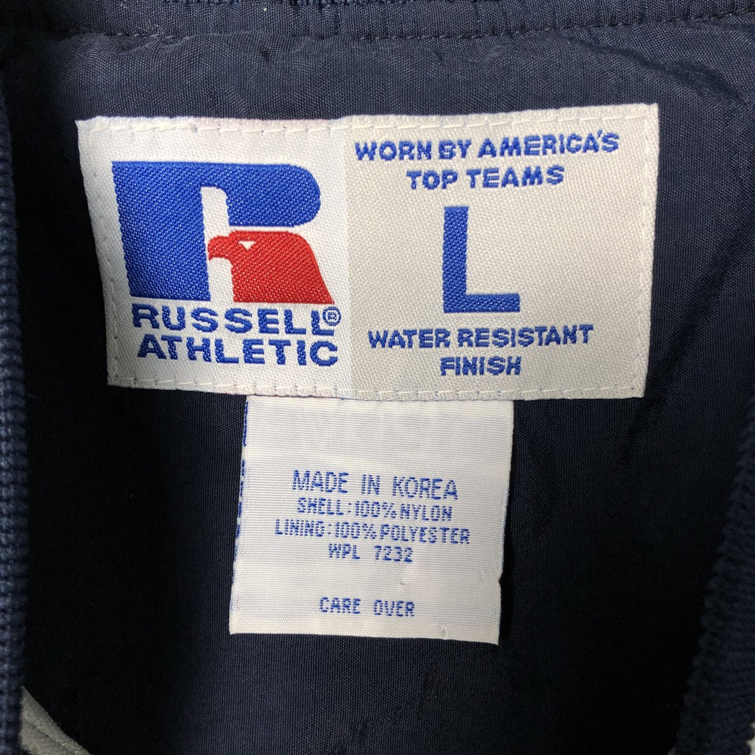 90'S Russell College V-neck nylon pullover, men's size L, vintage Nylon navy blue type Vintage Second Hand