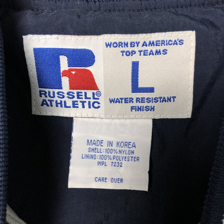 90'S Russell College V-neck nylon pullover, men's size L, vintage Nylon navy blue type Vintage Second Hand