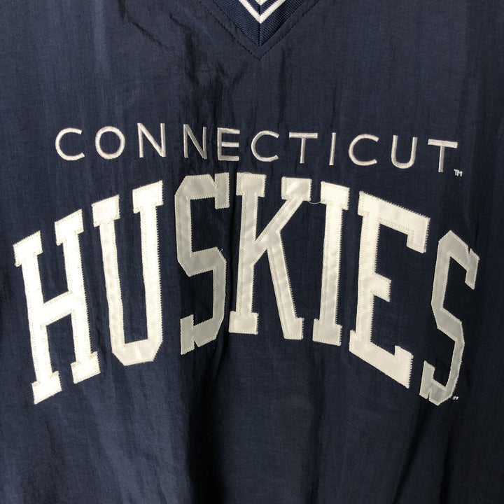 90'S Russell College V-neck nylon pullover, men's size L, vintage Nylon navy blue type Vintage Second Hand