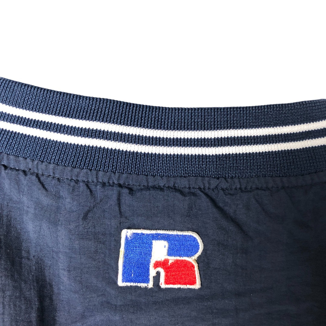 90'S Russell College V-neck nylon pullover, men's size L, vintage Nylon navy blue type Vintage Second Hand