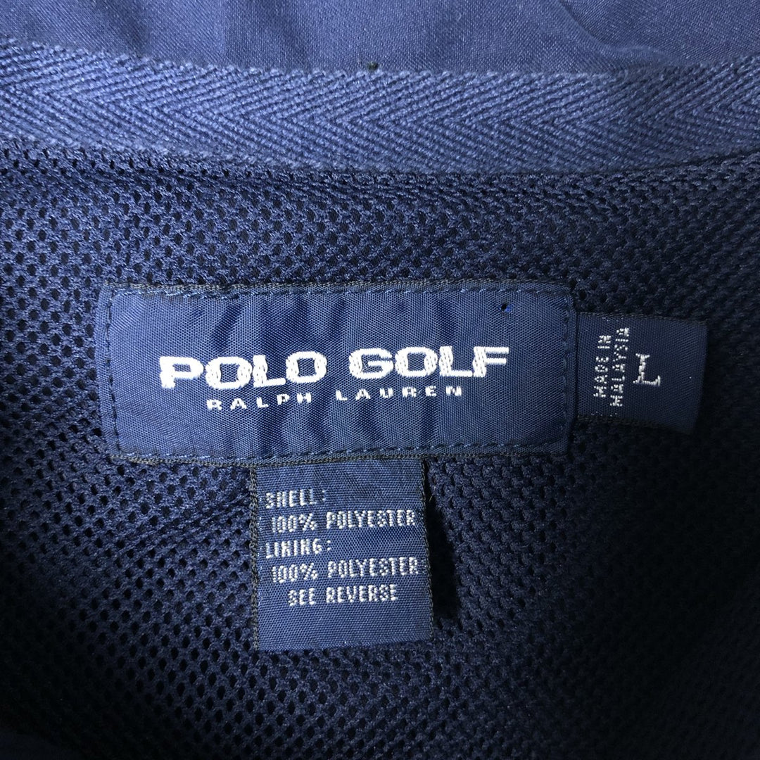 90s-00'S Ralph Lauren POLO GOLF collared half-snap warm-up pullover, men's size L polyester navy blue type Vintage Second Hand