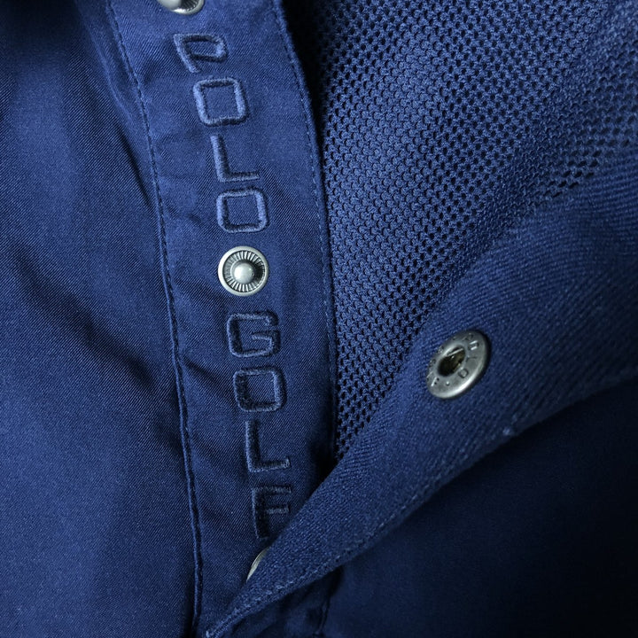 90s-00'S Ralph Lauren POLO GOLF collared half-snap warm-up pullover, men's size L polyester navy blue type Vintage Second Hand