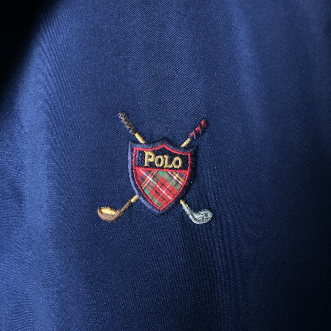 90s-00'S Ralph Lauren POLO GOLF collared half-snap warm-up pullover, men's size L polyester navy blue type Vintage Second Hand