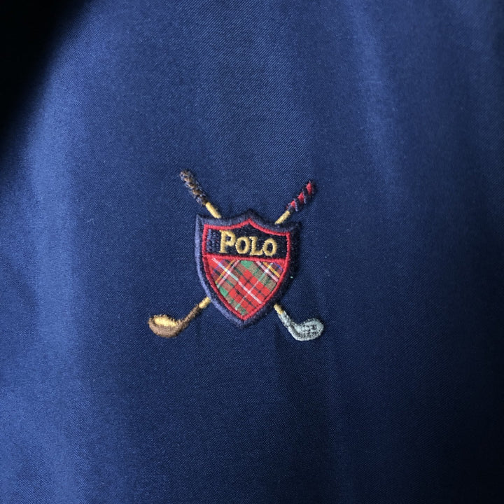 90s-00'S Ralph Lauren POLO GOLF collared half-snap warm-up pullover, men's size L polyester navy blue type Vintage Second Hand