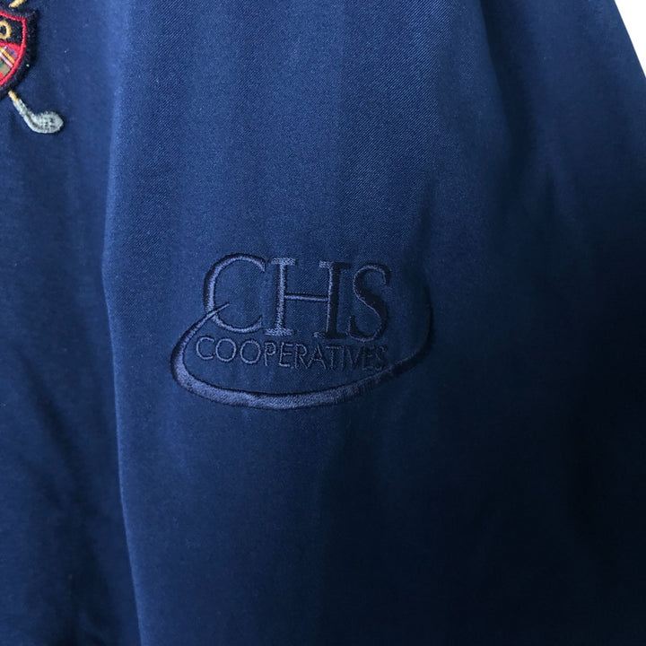 90s-00'S Ralph Lauren POLO GOLF collared half-snap warm-up pullover, men's size L polyester navy blue type Vintage Second Hand