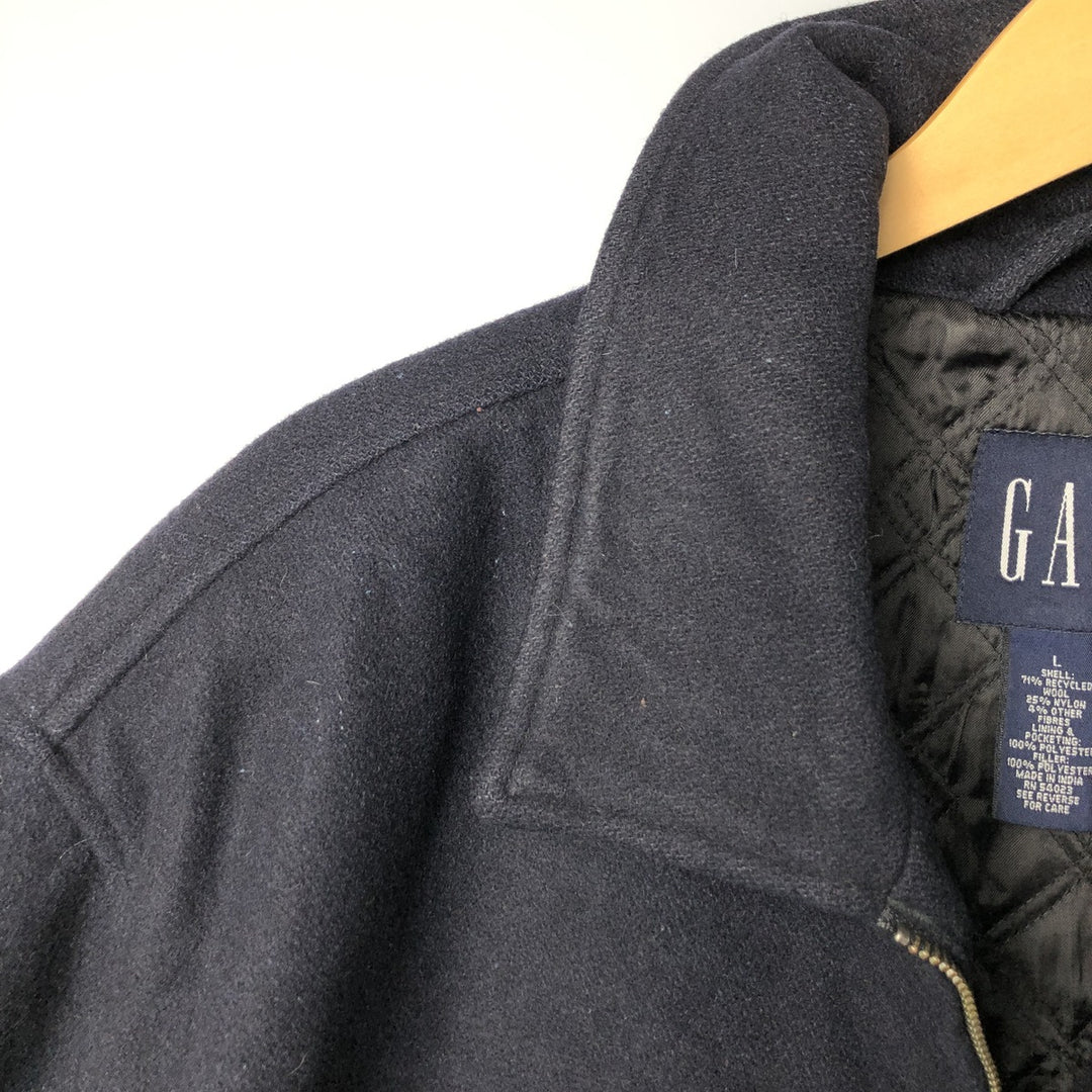 90'S GAP Vintage Padded Wool Sports Jacket, Men's Size L Recycled wool navy blue type Vintage Second Hand