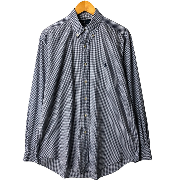 Ralph Lauren YARMOUTH Long Sleeve Button-Down Check Shirt, Men's Size M cotton Blue type light blue Vintage Second Hand