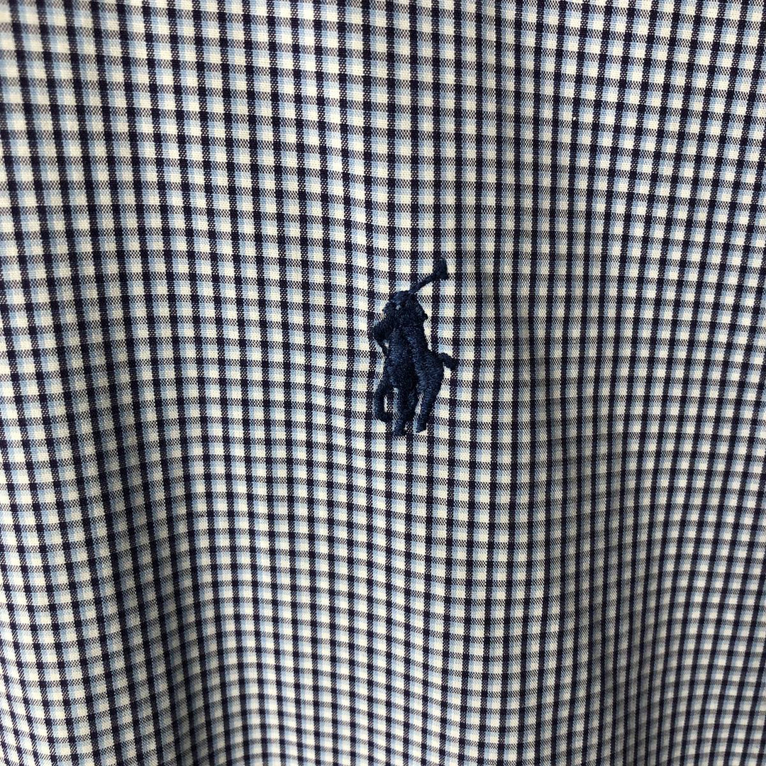 Ralph Lauren YARMOUTH Long Sleeve Button-Down Check Shirt, Men's Size M cotton Blue type light blue Vintage Second Hand