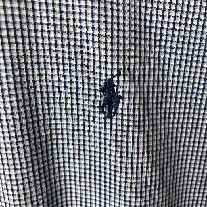 Ralph Lauren YARMOUTH Long Sleeve Button-Down Check Shirt, Men's Size M cotton Blue type light blue Vintage Second Hand