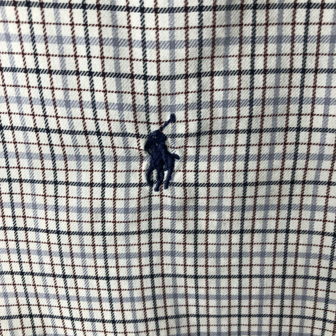 Ralph Lauren CUSTOM FIT long sleeve button down check shirt men's XL size cotton pale white type Vintage Second Hand