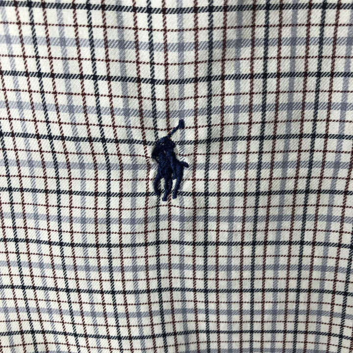Ralph Lauren CUSTOM FIT long sleeve button down check shirt men's XL size cotton pale white type Vintage Second Hand