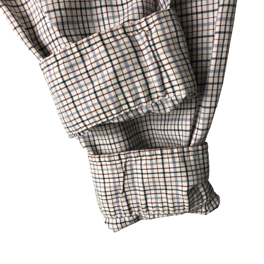 Ralph Lauren CUSTOM FIT long sleeve button down check shirt men's XL size cotton pale white type Vintage Second Hand