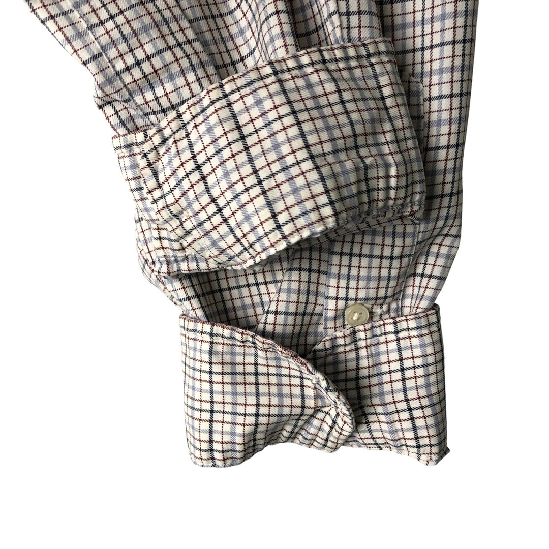 Ralph Lauren CUSTOM FIT long sleeve button down check shirt men's XL size cotton pale white type Vintage Second Hand