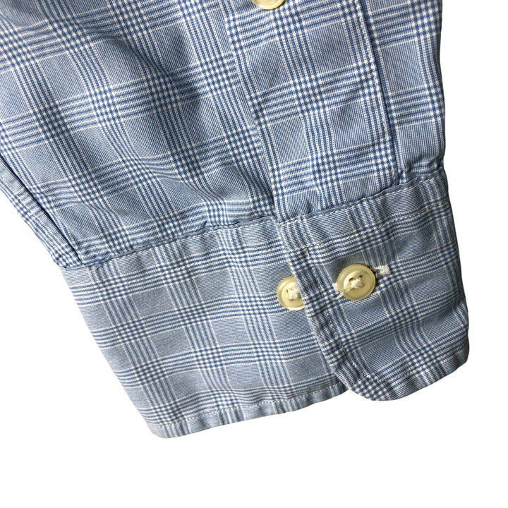 Ralph Lauren POLO by Ralph Lauren REGENT CUSTOM FIT long-sleeved cotton check shirt, men's size L cotton Blue type light blue Vintage Second Hand