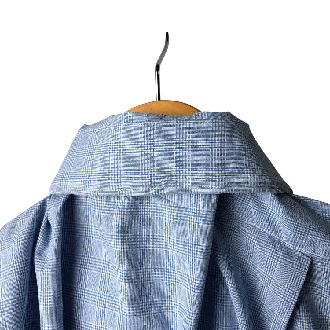 Ralph Lauren POLO by Ralph Lauren REGENT CUSTOM FIT long-sleeved cotton check shirt, men's size L cotton Blue type light blue Vintage Second Hand