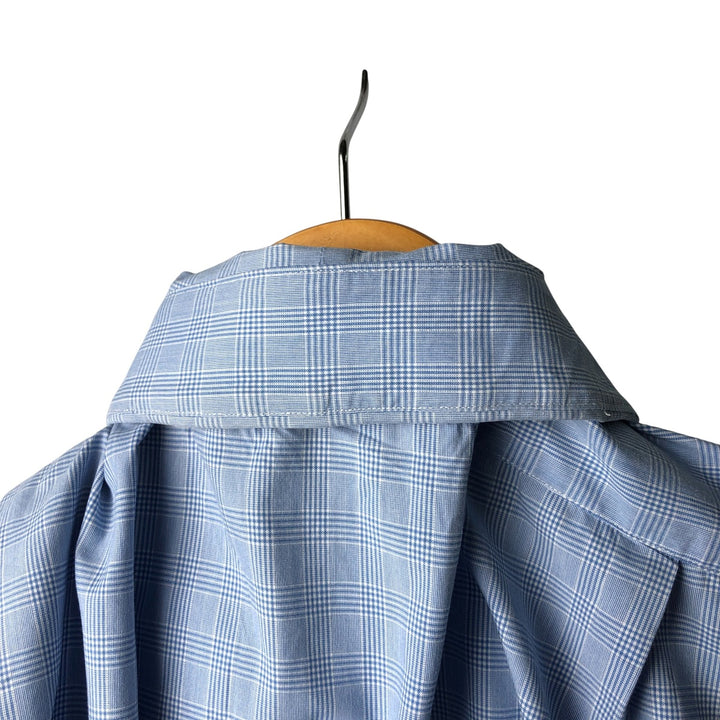 Ralph Lauren POLO by Ralph Lauren REGENT CUSTOM FIT long-sleeved cotton check shirt, men's size L cotton Blue type light blue Vintage Second Hand