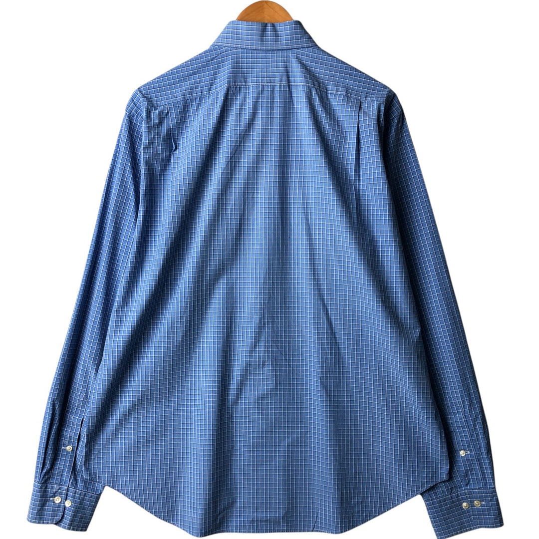 POLO by Ralph Lauren REGENT CLASSIC FIT wide collar long sleeve cotton check shirt, men's size XL cotton blue type Vintage Second Hand