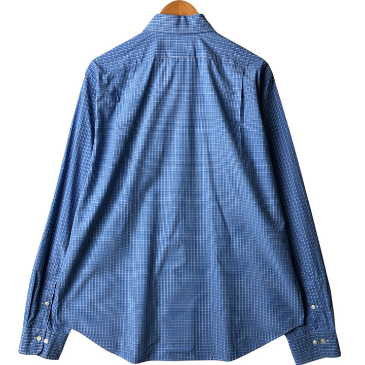 POLO by Ralph Lauren REGENT CLASSIC FIT wide collar long sleeve cotton check shirt, men's size XL cotton blue type Vintage Second Hand