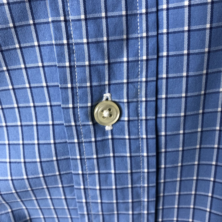 POLO by Ralph Lauren REGENT CLASSIC FIT wide collar long sleeve cotton check shirt, men's size XL cotton blue type Vintage Second Hand