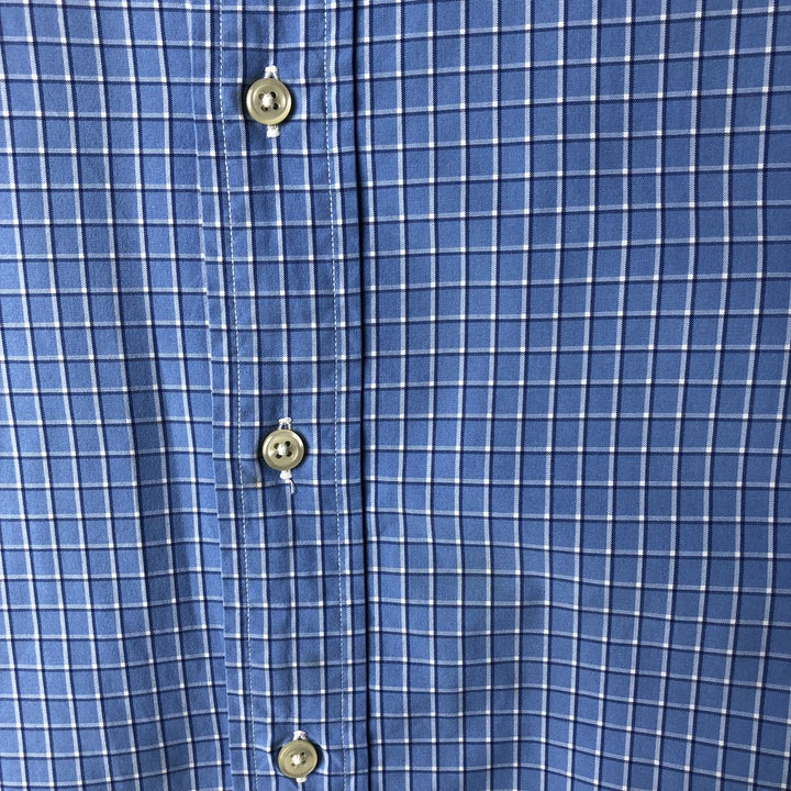 POLO by Ralph Lauren REGENT CLASSIC FIT wide collar long sleeve cotton check shirt, men's size XL cotton blue type Vintage Second Hand