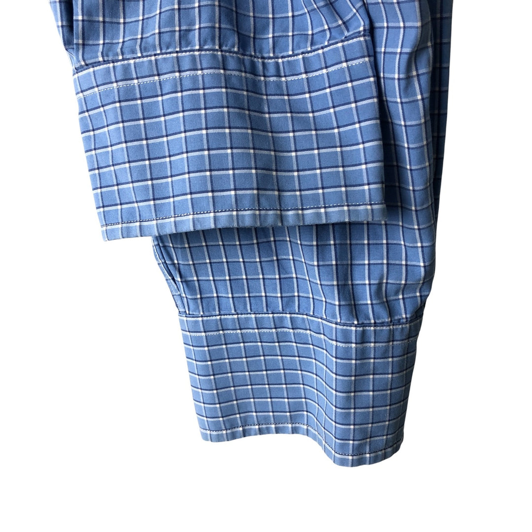 POLO by Ralph Lauren REGENT CLASSIC FIT wide collar long sleeve cotton check shirt, men's size XL cotton blue type Vintage Second Hand