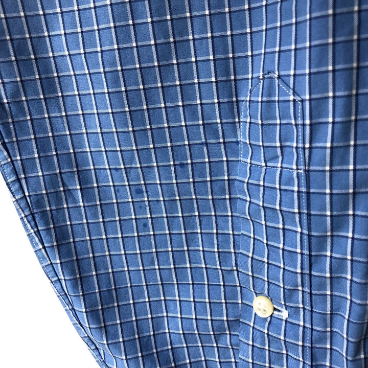 POLO by Ralph Lauren REGENT CLASSIC FIT wide collar long sleeve cotton check shirt, men's size XL cotton blue type Vintage Second Hand