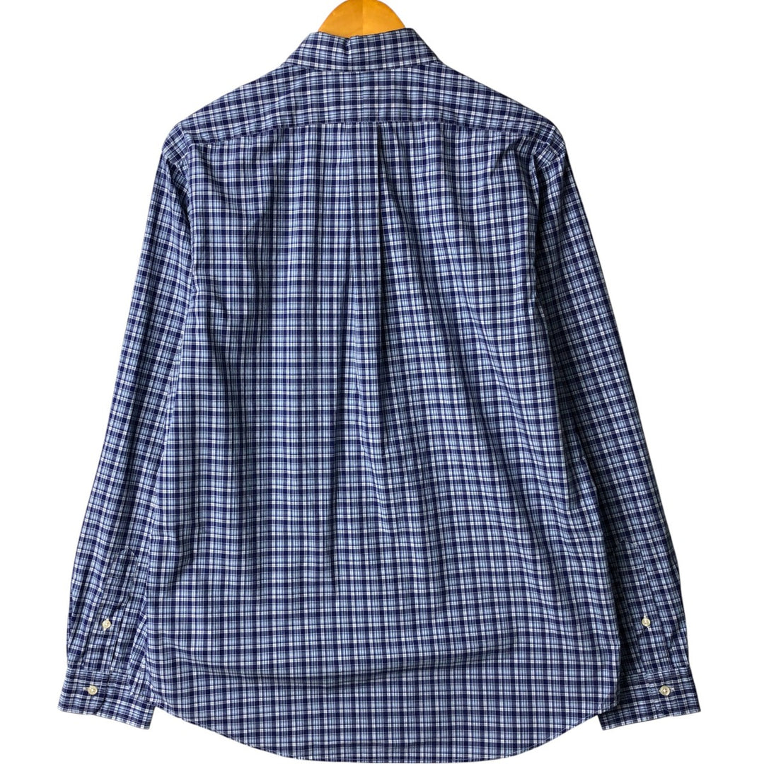 Ralph Lauren long sleeve button down check shirt, men's size L cotton navy blue type Vintage Second Hand