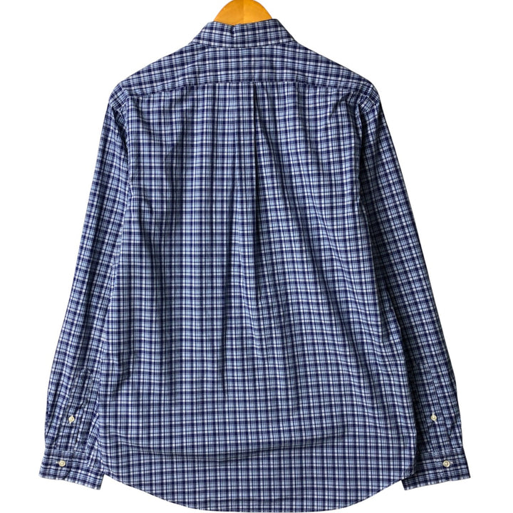 Ralph Lauren long sleeve button down check shirt, men's size L cotton navy blue type Vintage Second Hand