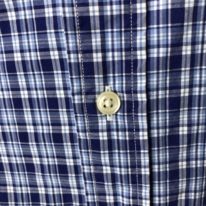 Ralph Lauren long sleeve button down check shirt, men's size L cotton navy blue type Vintage Second Hand