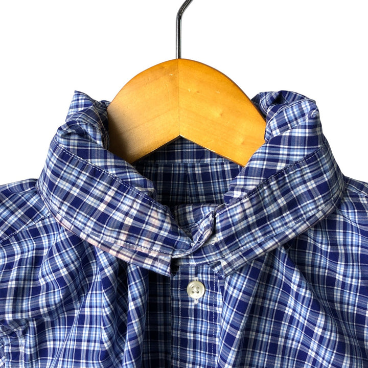 Ralph Lauren long sleeve button down check shirt, men's size L cotton navy blue type Vintage Second Hand